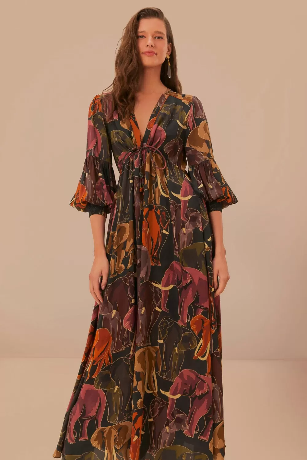 Green Elephants Maxi Dress | FARM Rio Discount