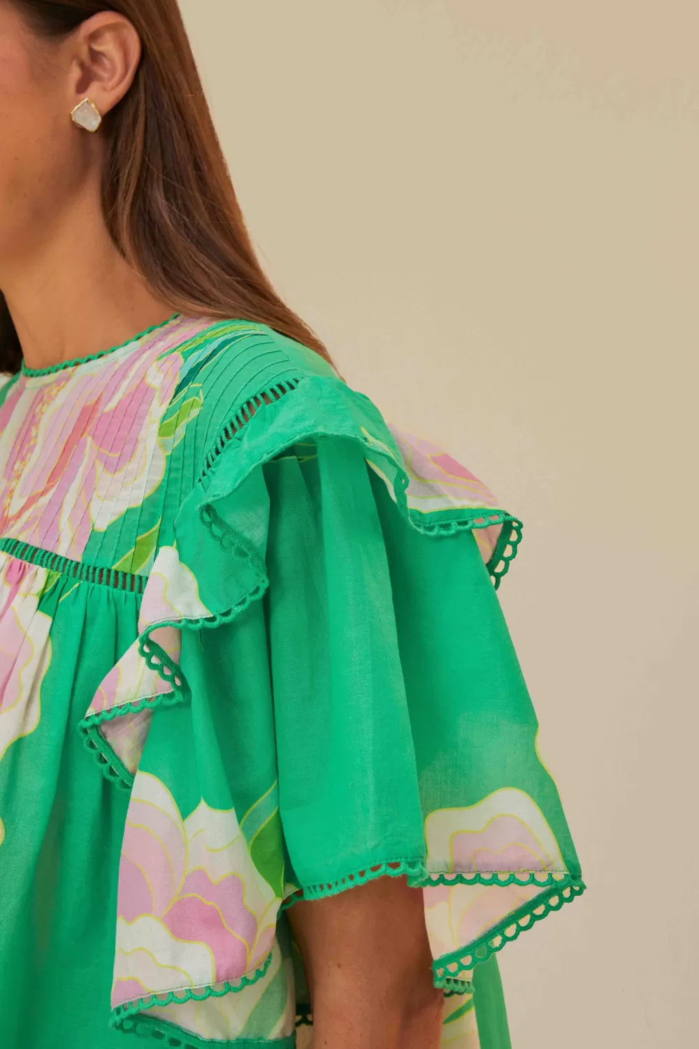 Green Floral Vibing Blouse | FARM Rio Clearance