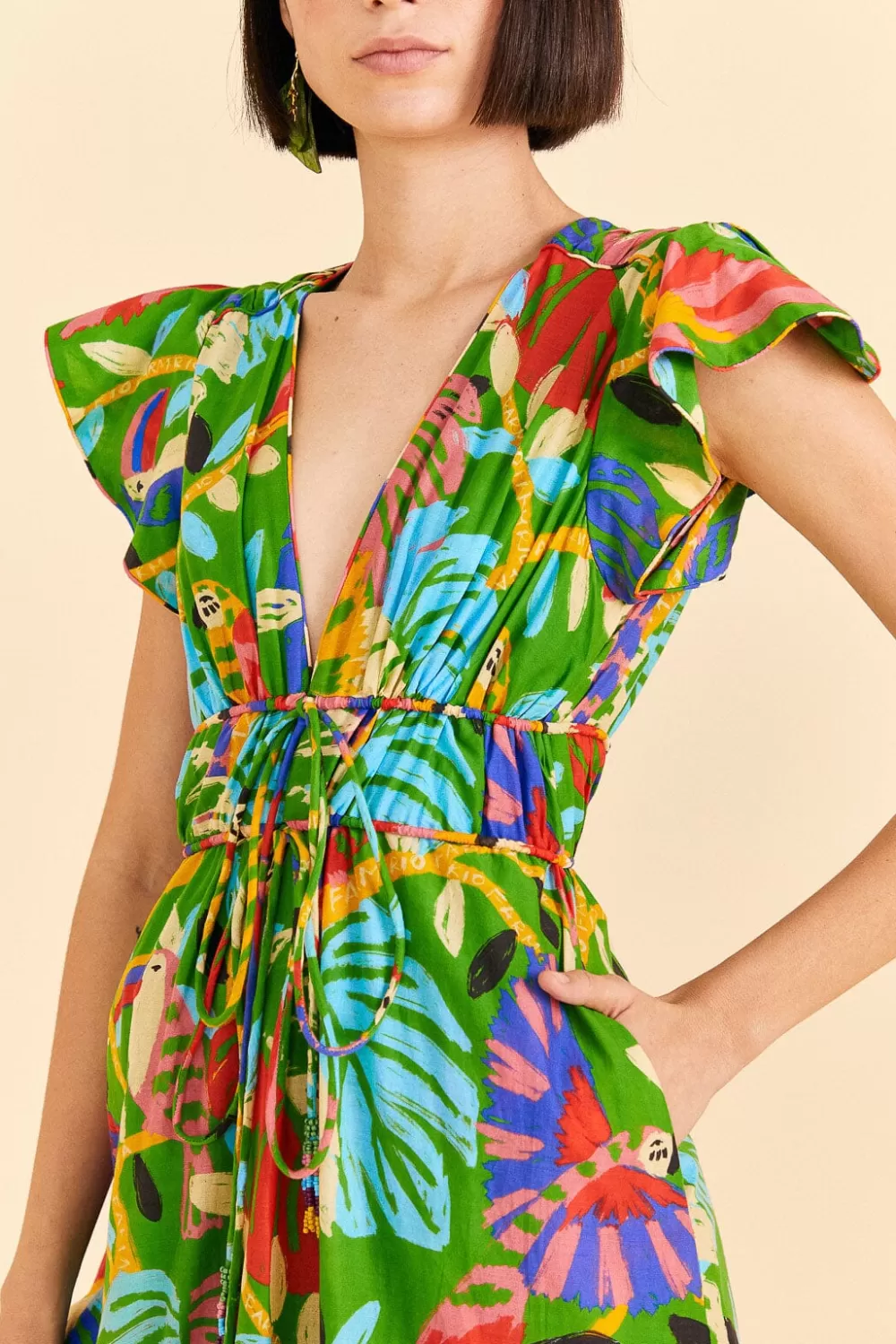 Green Forest Birds Midi Dress | FARM Rio Cheap