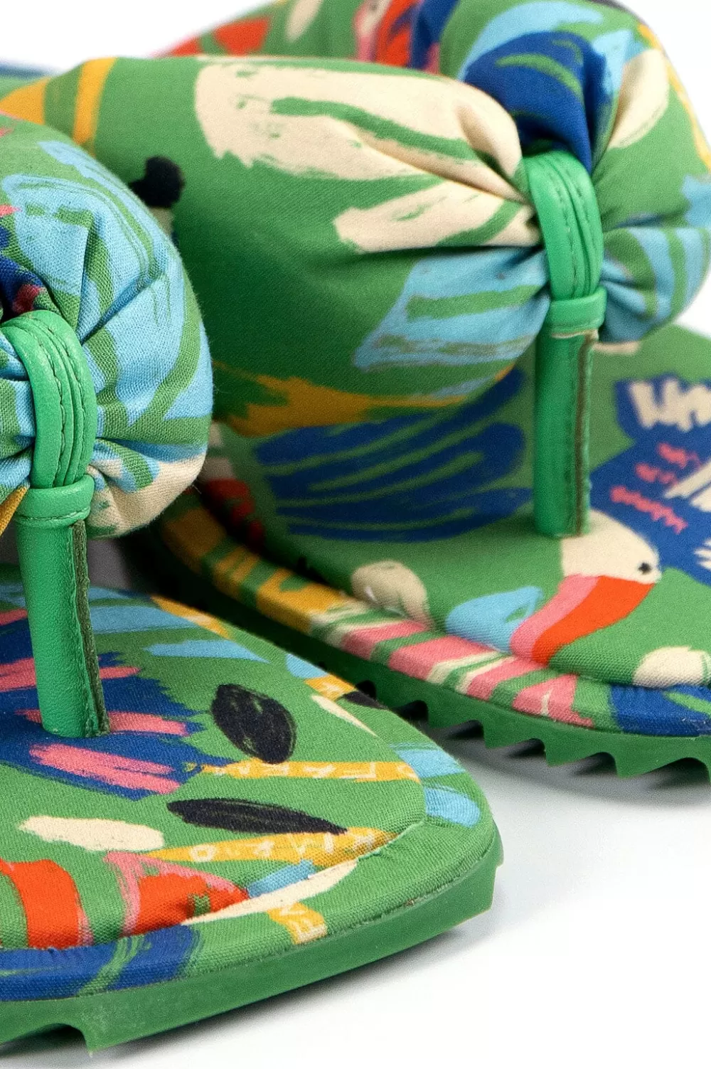 Green Forest Birds Puffy Flat Sandal | FARM Rio Sale