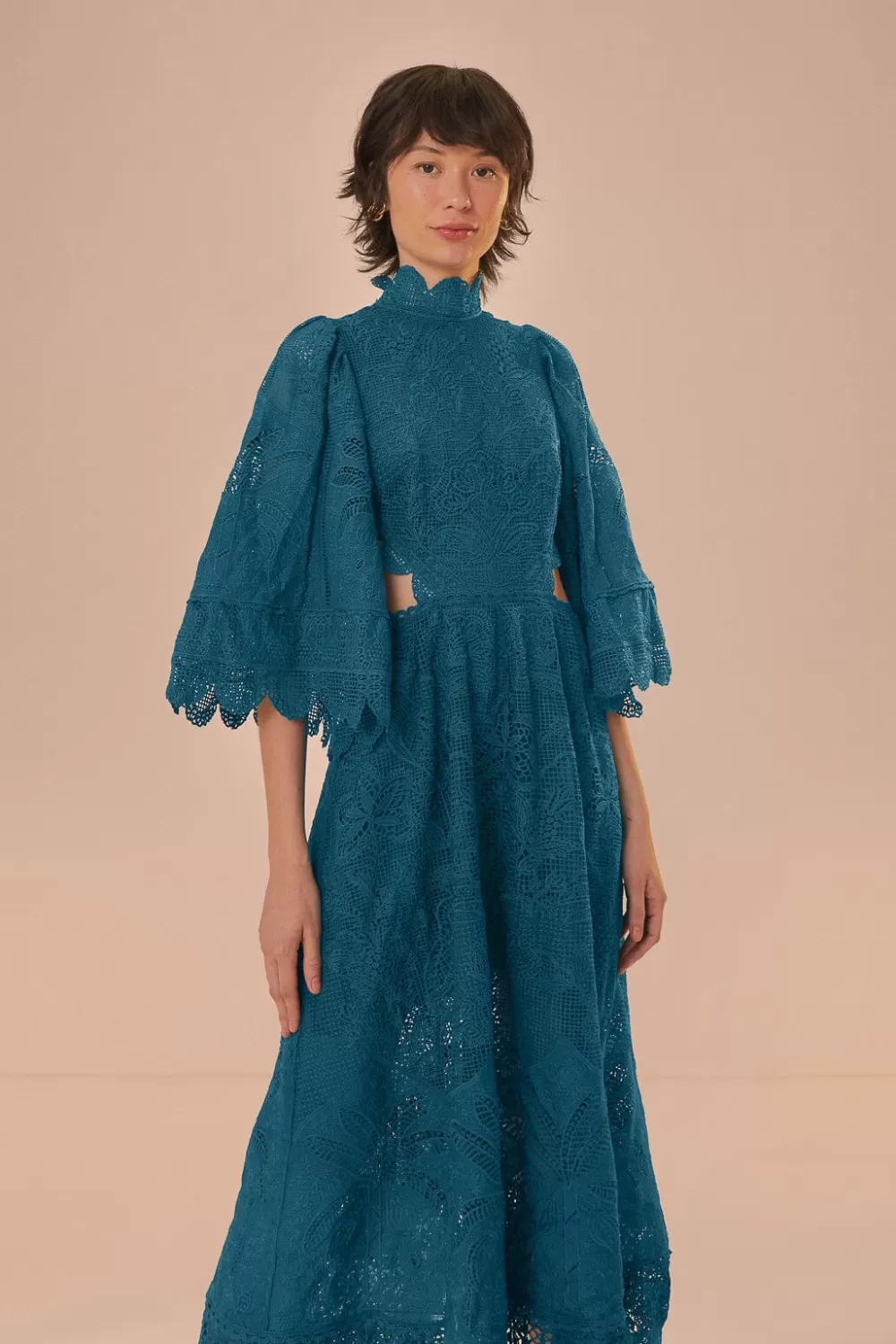 Green Guipire Cut-Out Midi Dress | FARM Rio Sale