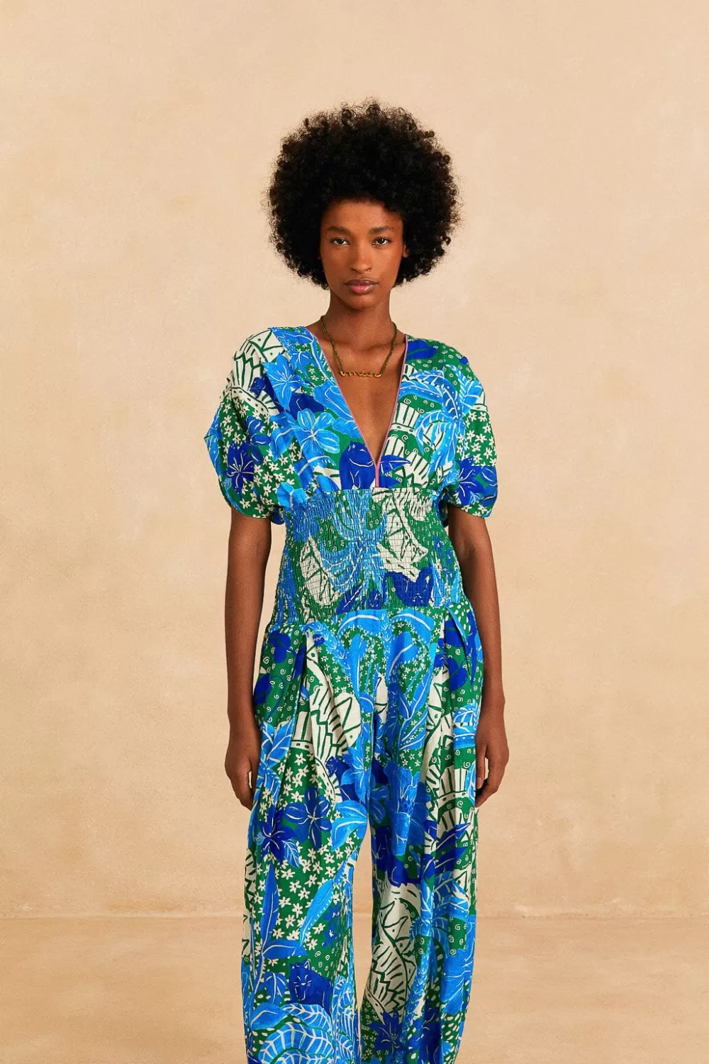 Green Jungle Panther Jumpsuit | FARM Rio Clearance