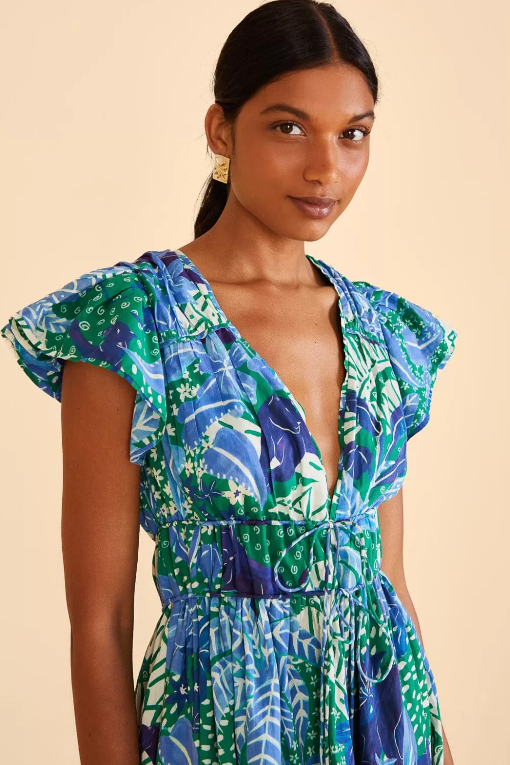 Green Jungle Panther Mini Dress | FARM Rio Flash Sale