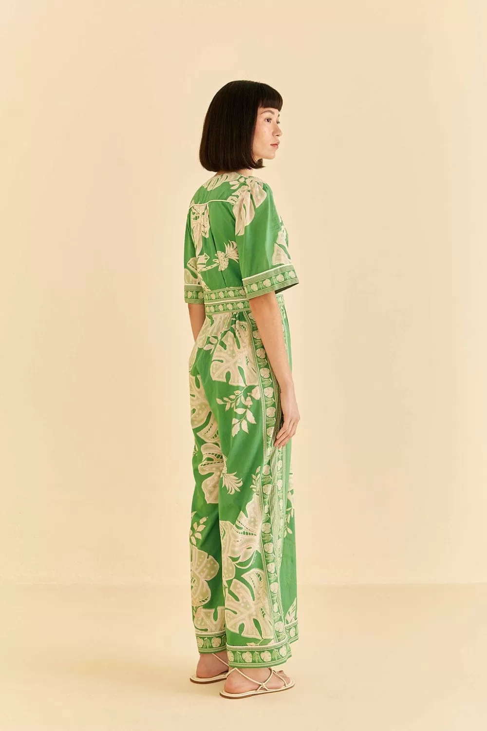 Green Lace Monsteras Jumpsuit | FARM Rio Best Sale