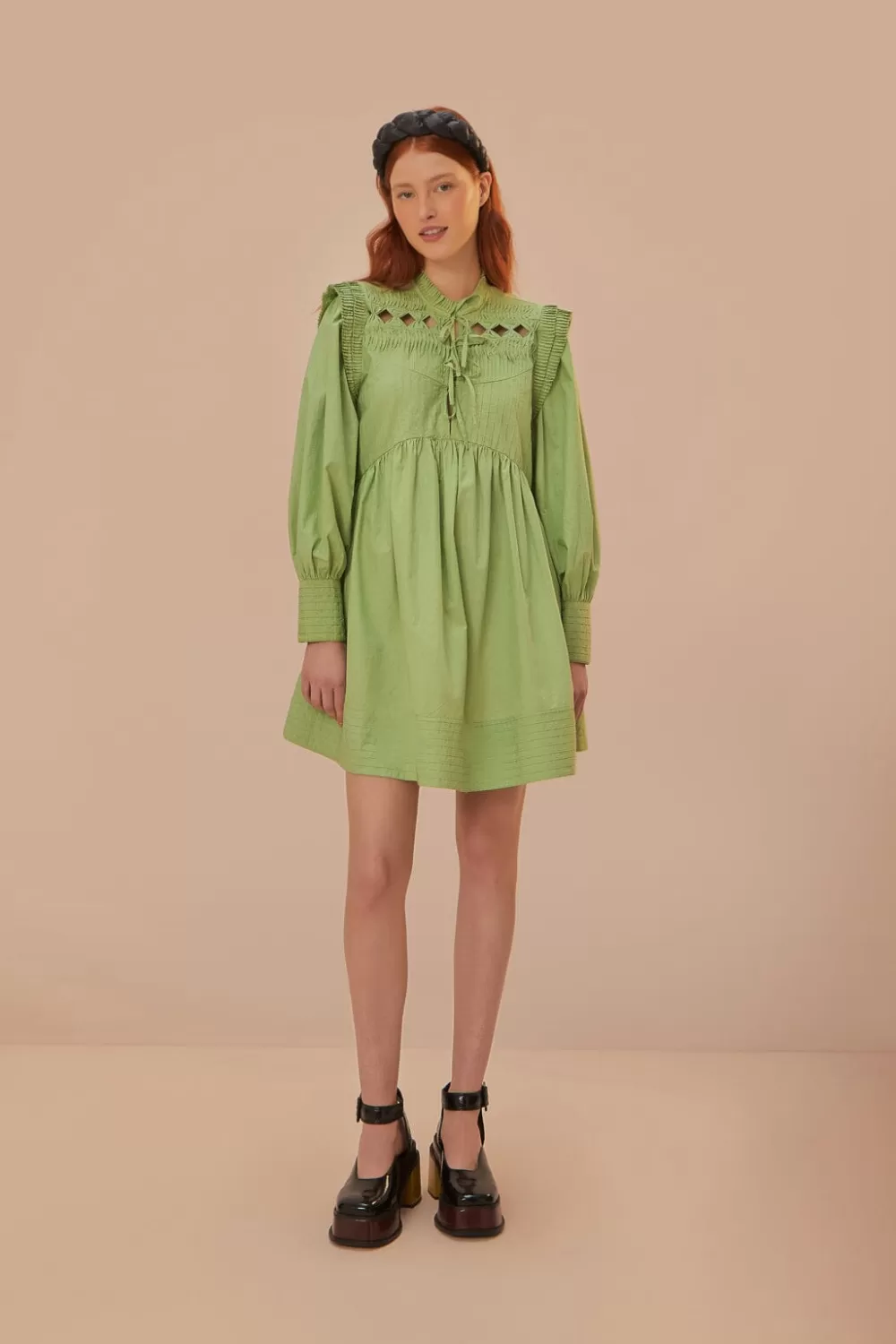 Green Open Yoke Mini Dress | FARM Rio Shop