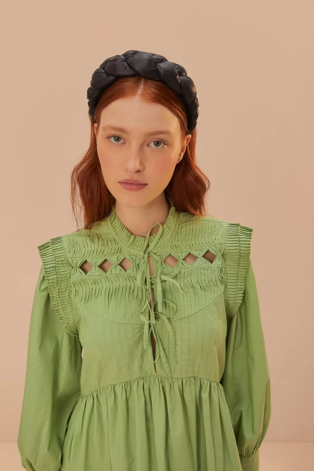 Green Open Yoke Mini Dress | FARM Rio Shop
