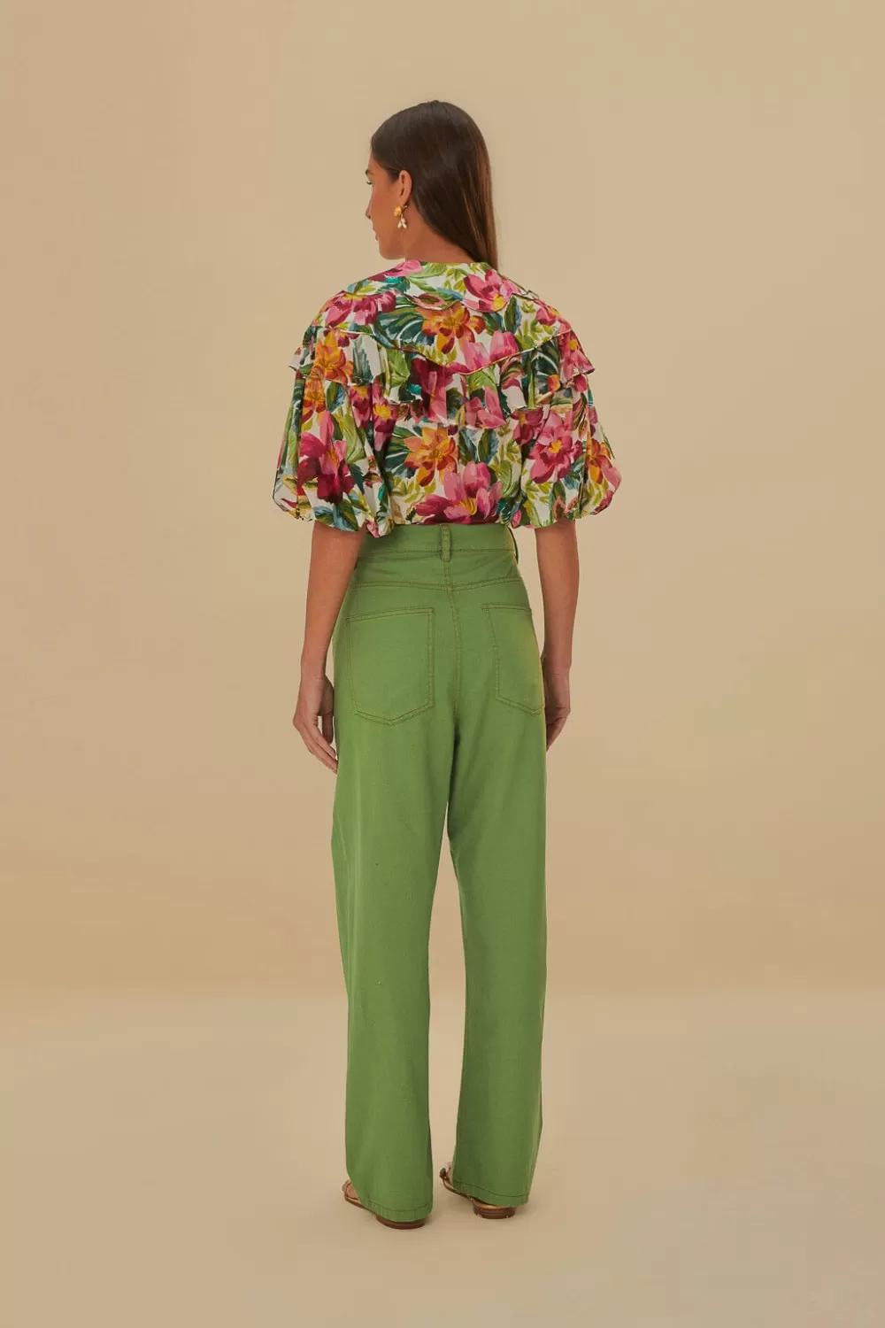 Green Pleat Pants | FARM Rio Cheap