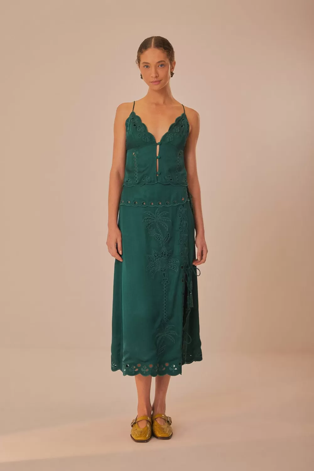 Green Richelieu Sleeveless Blouse | FARM Rio Clearance