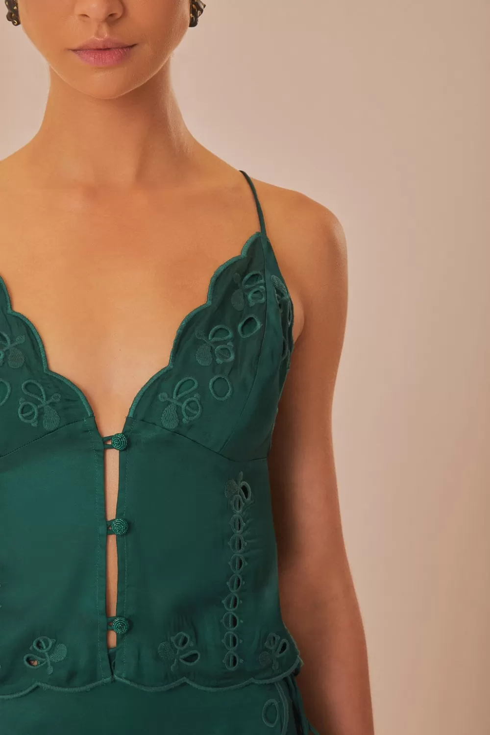 Green Richelieu Sleeveless Blouse | FARM Rio Clearance