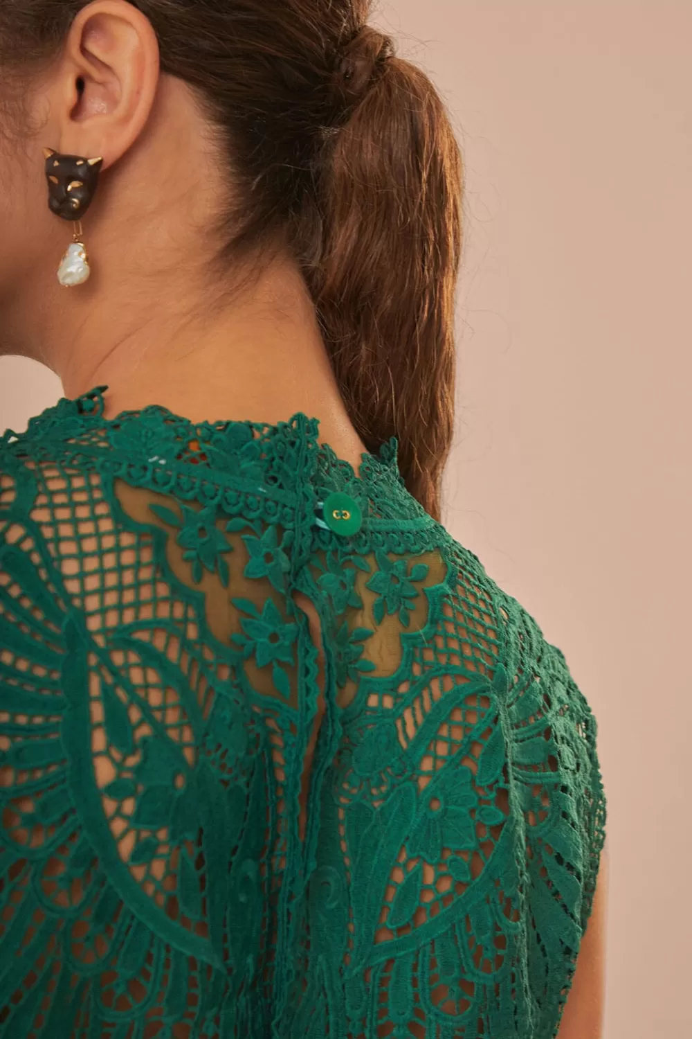 Green Toucans Guipure Sleeveless Top | FARM Rio Flash Sale