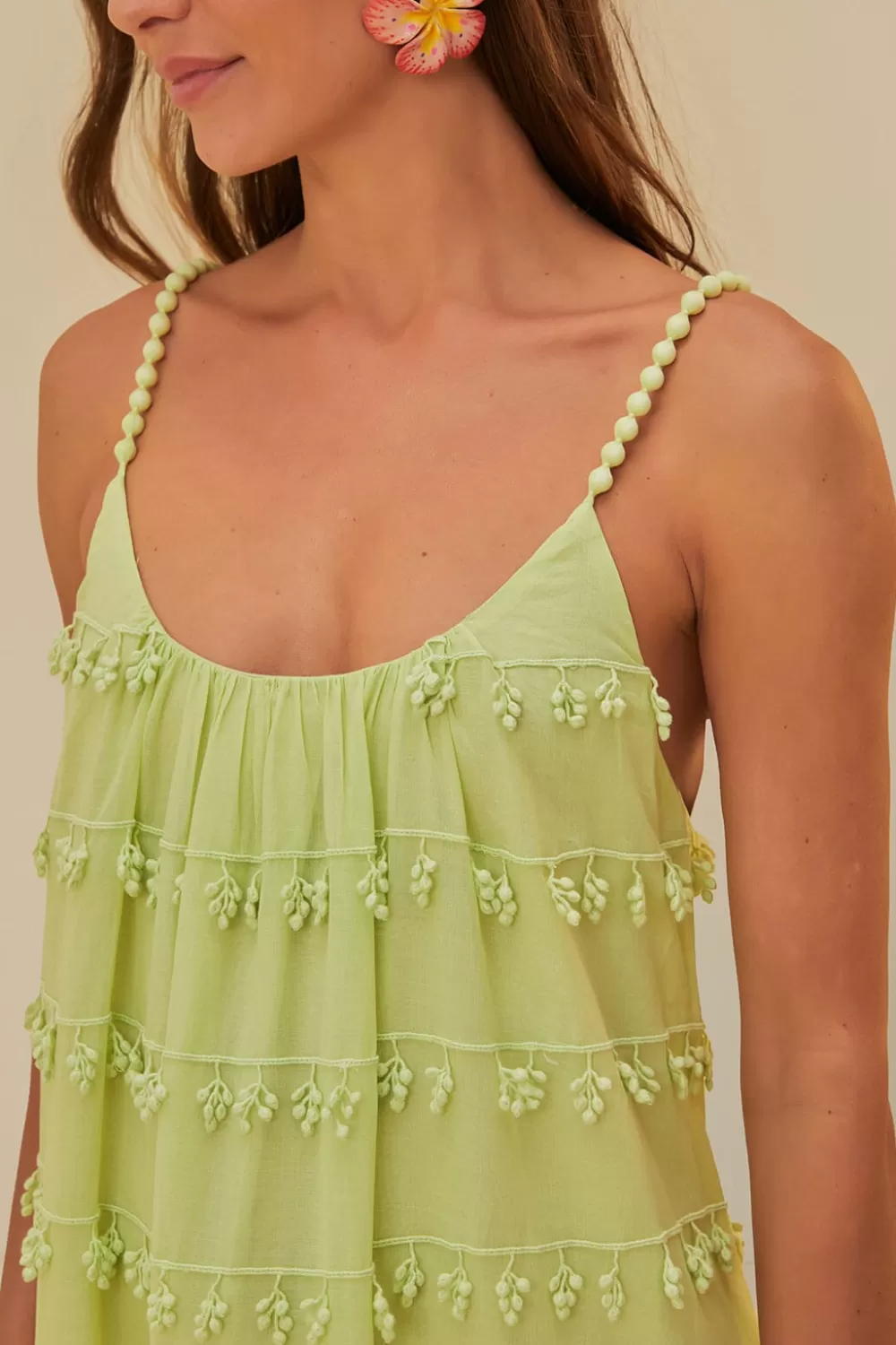Green Trimmed Maxi Dress | FARM Rio Outlet