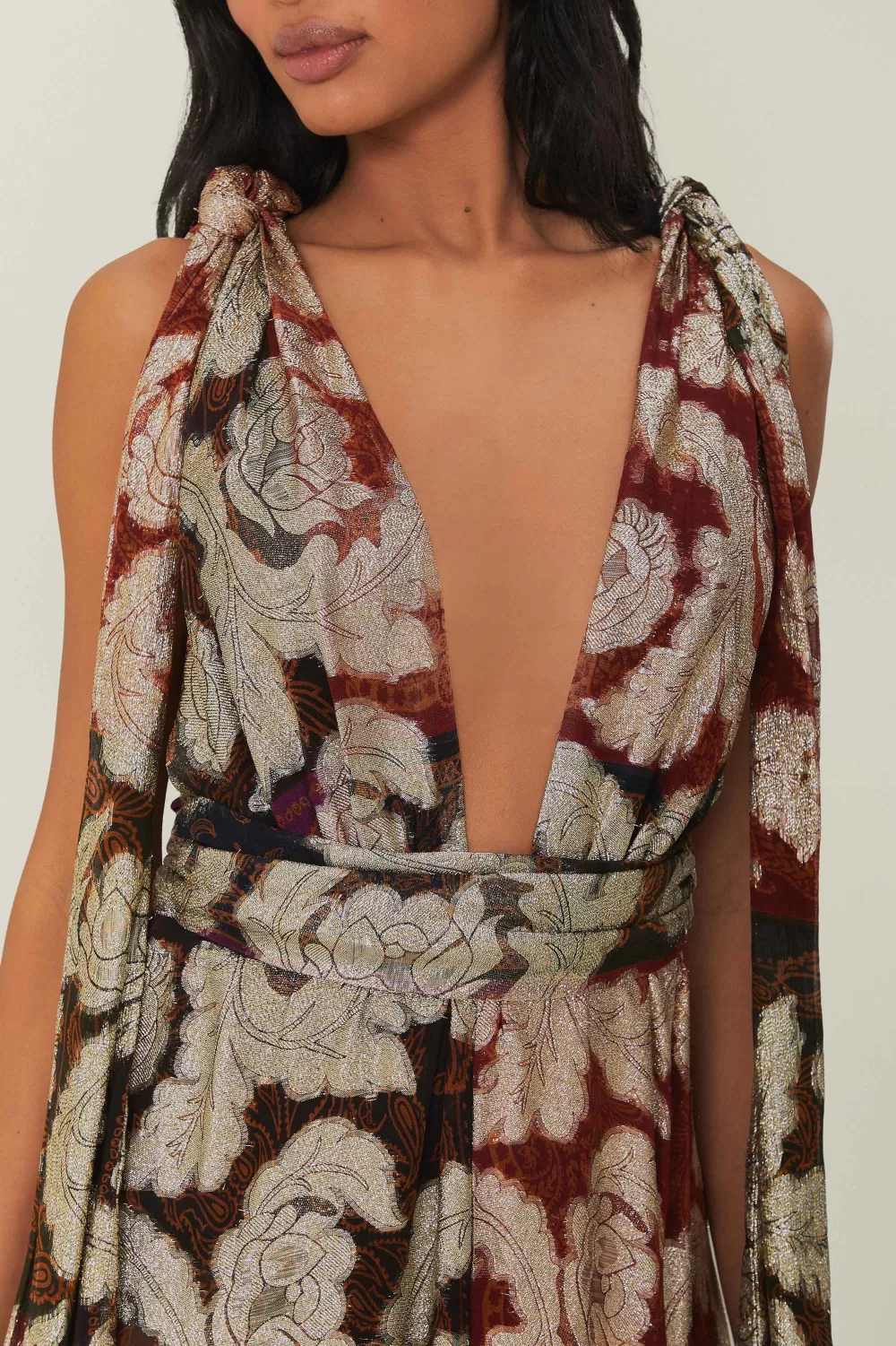 Jacquard Lurex Sleeveless Maxi Dress | FARM Rio Fashion