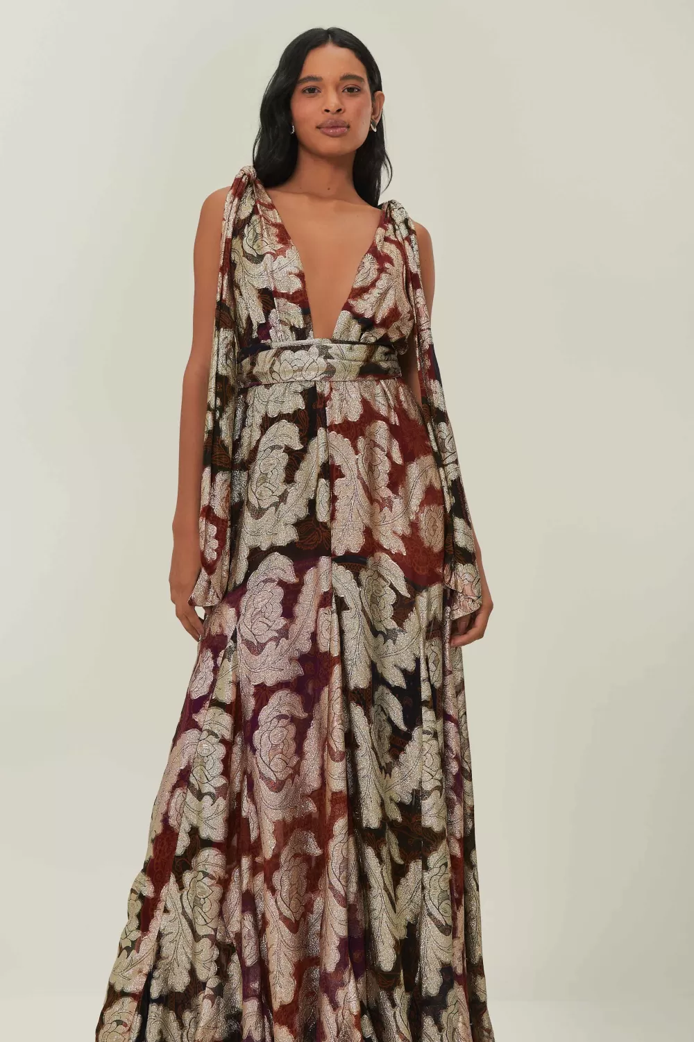 Jacquard Lurex Sleeveless Maxi Dress | FARM Rio Fashion