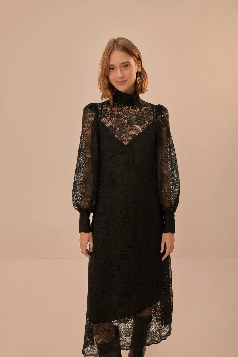 Lace Black Midi Dress | FARM Rio Outlet