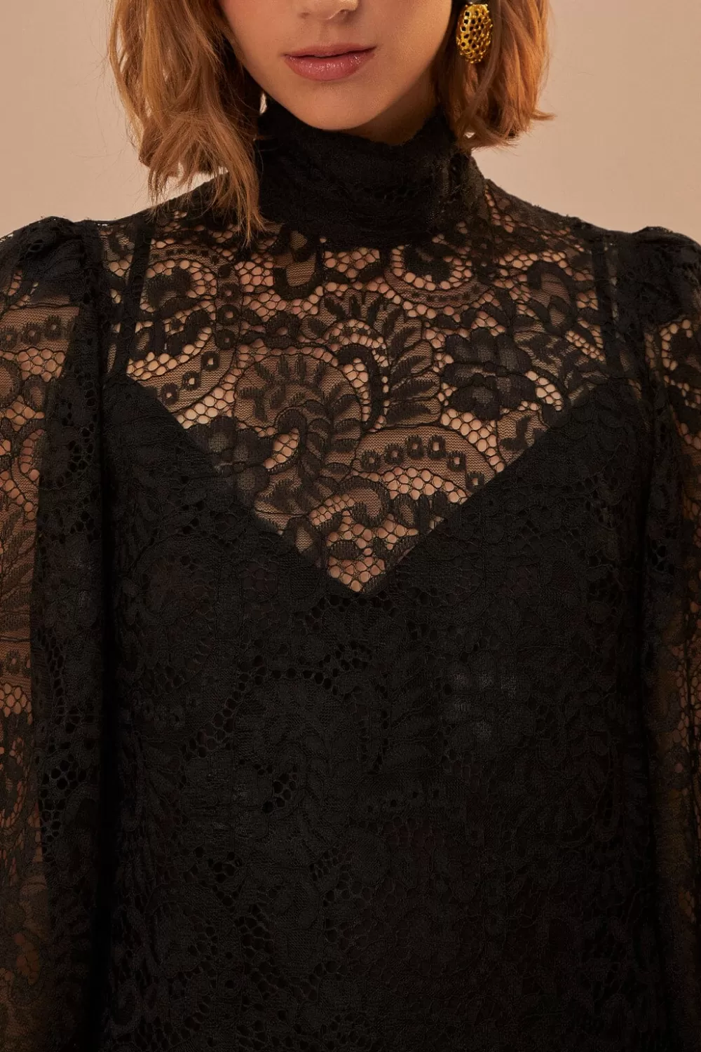 Lace Black Midi Dress | FARM Rio Outlet