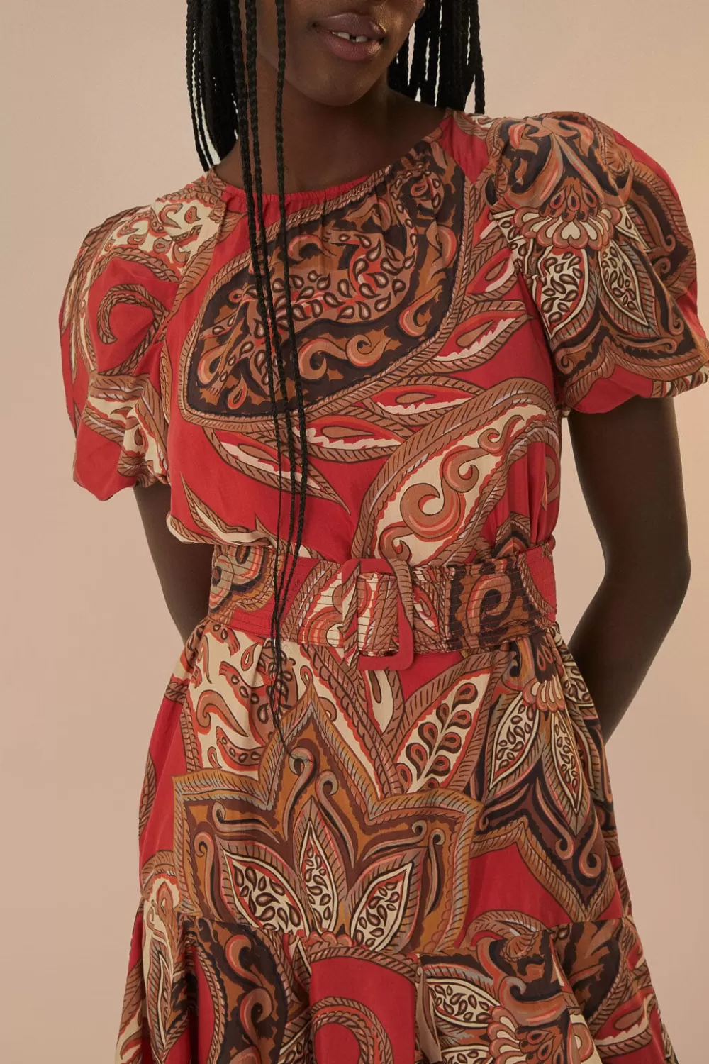 Leopard Paisley Burgundy Mini Dress | FARM Rio Online