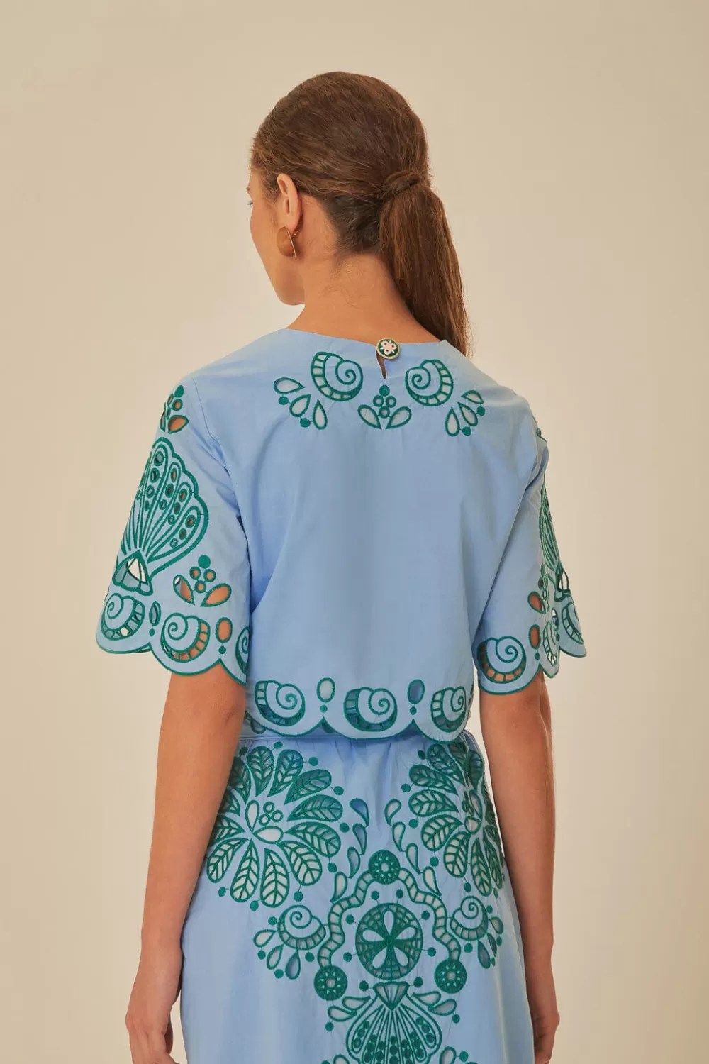 Light Blue And Green Graphic Richelieu Crop Top | FARM Rio Discount