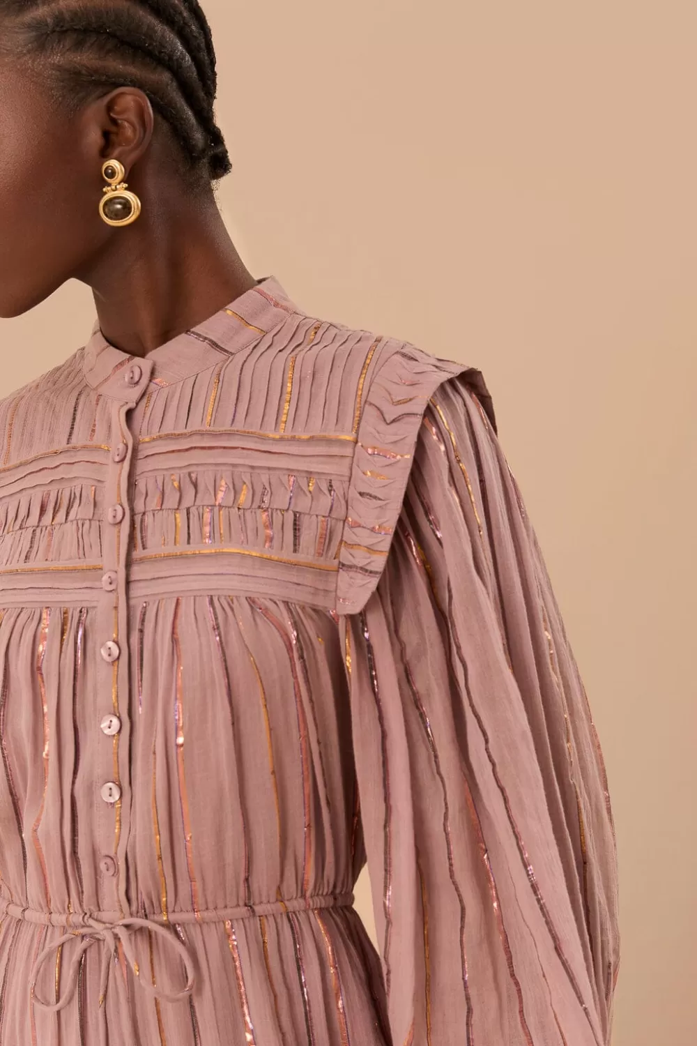 Light Pink Pleated Yoke Tiered Maxi Dress | FARM Rio Hot