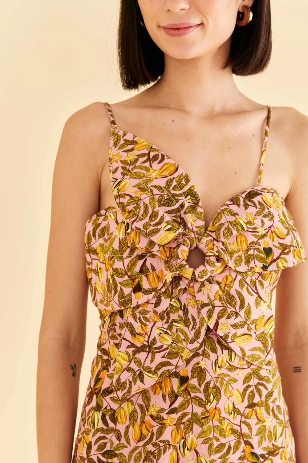 Light Pink Star Fruit Flower Mini Dress | FARM Rio Outlet