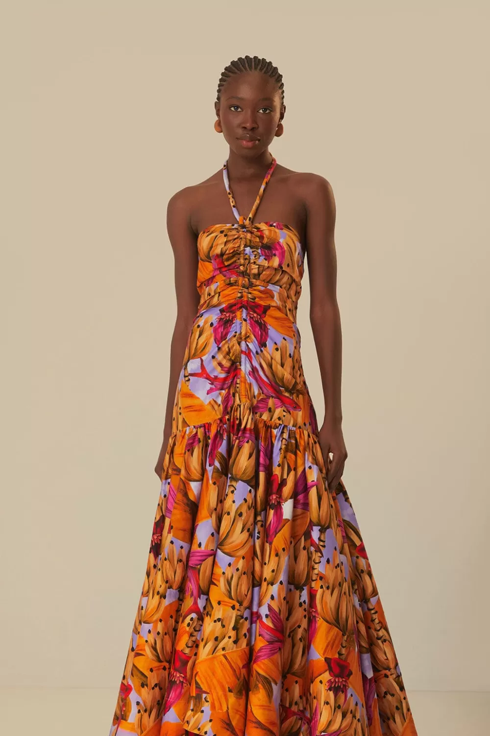 Lilac Banana Forest Organic Cotton Maxi Dress | FARM Rio Outlet
