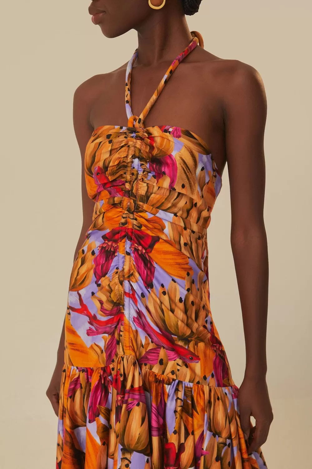 Lilac Banana Forest Organic Cotton Maxi Dress | FARM Rio Outlet