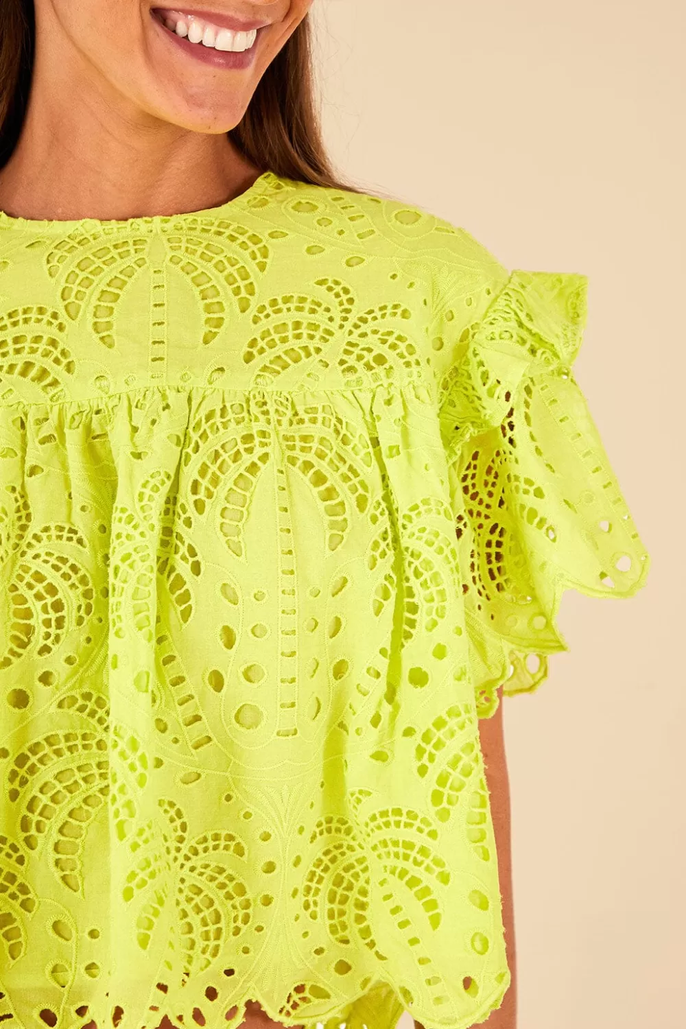 Lime Green Palm Tree Richelieu Blouse | FARM Rio Cheap