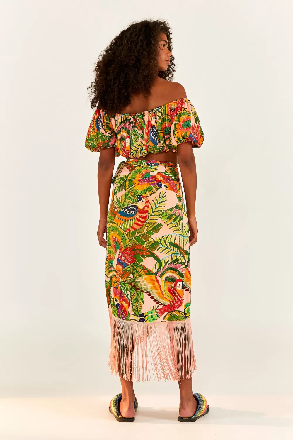 Macaw Leaves Off Shoulder Crop Top | FARM Rio Discount