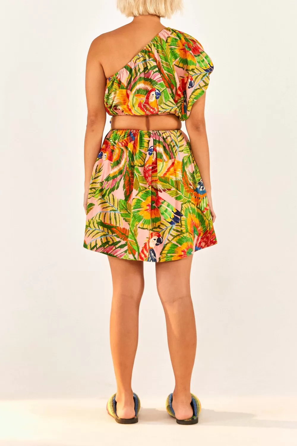 Macaw Leaves One-Shoulder Mini Dress | FARM Rio New