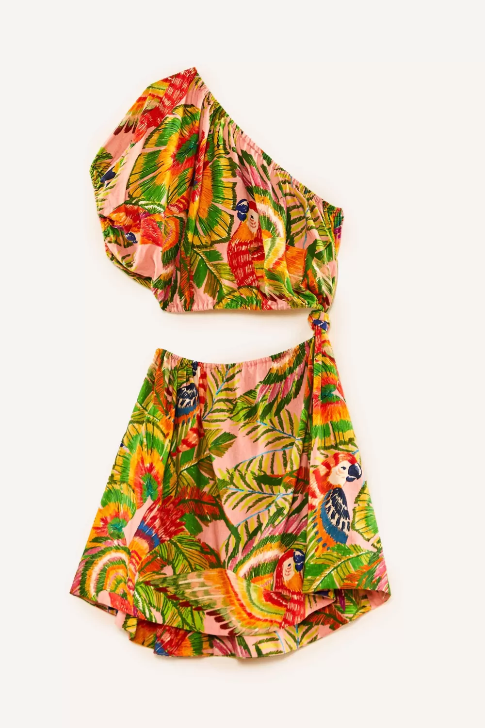 Macaw Leaves One-Shoulder Mini Dress | FARM Rio New