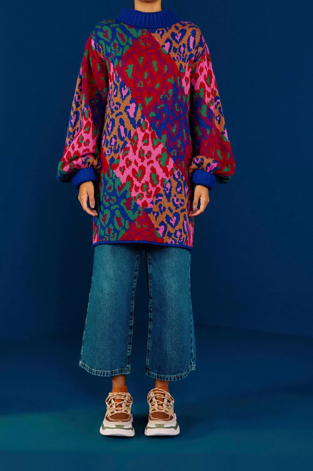 Mixed Leopard Pop Sweater Dress | FARM Rio Cheap