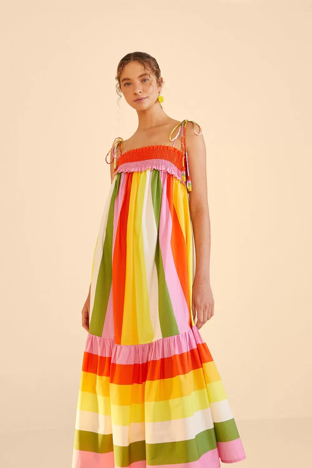Mixed Neon Floral Red Midi Dress | FARM Rio Hot