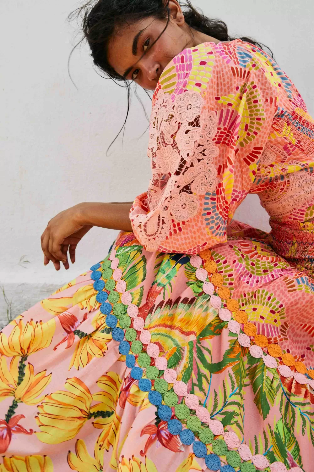 Mixed Pink Prints Midi Skirt | FARM Rio Clearance