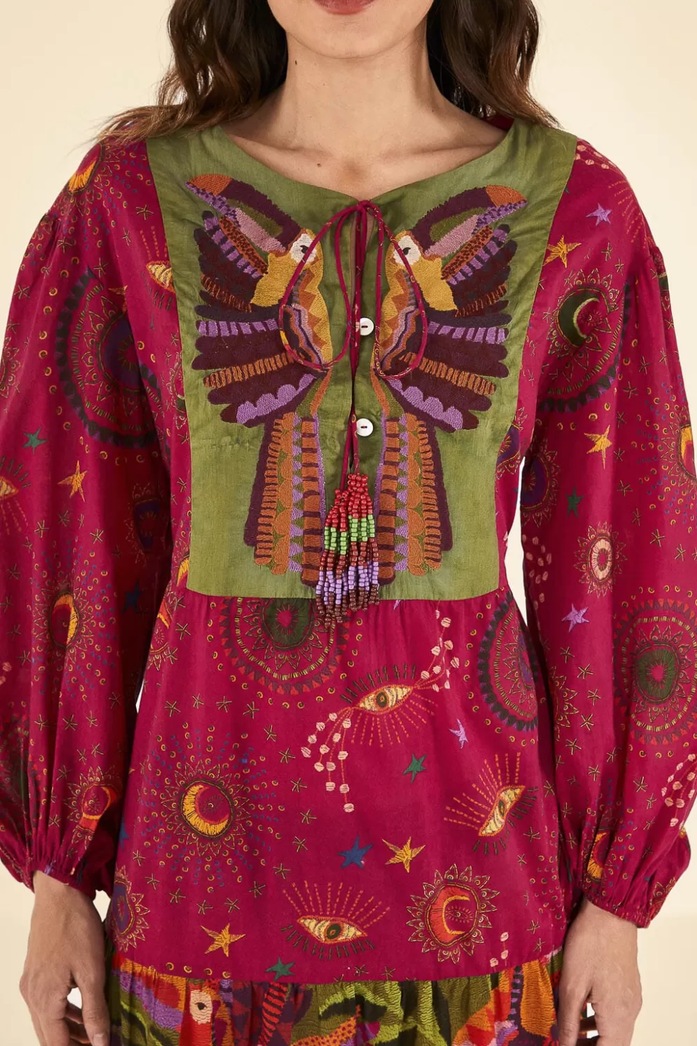 Mixed Prints Embroidered Yoke Maxi Dress | FARM Rio Cheap