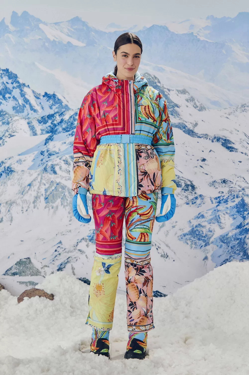 Mixed Scarves Ski Puffer Jacket | FARM Rio Store