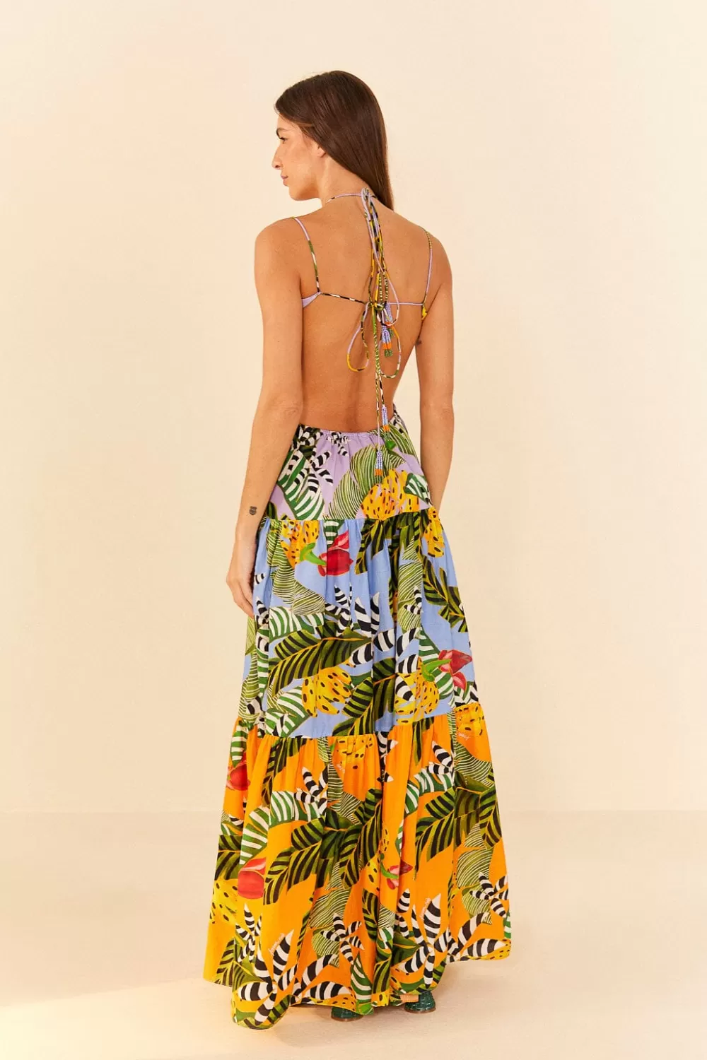 Mixed Striped Bananas Maxi Dress | FARM Rio Store
