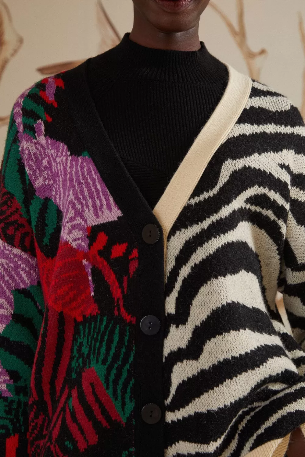 Mixed Zebra Prints Knit Cardigan | FARM Rio Shop