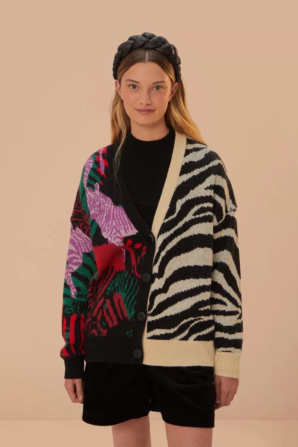 Mixed Zebra Prints Knit Cardigan | FARM Rio Shop