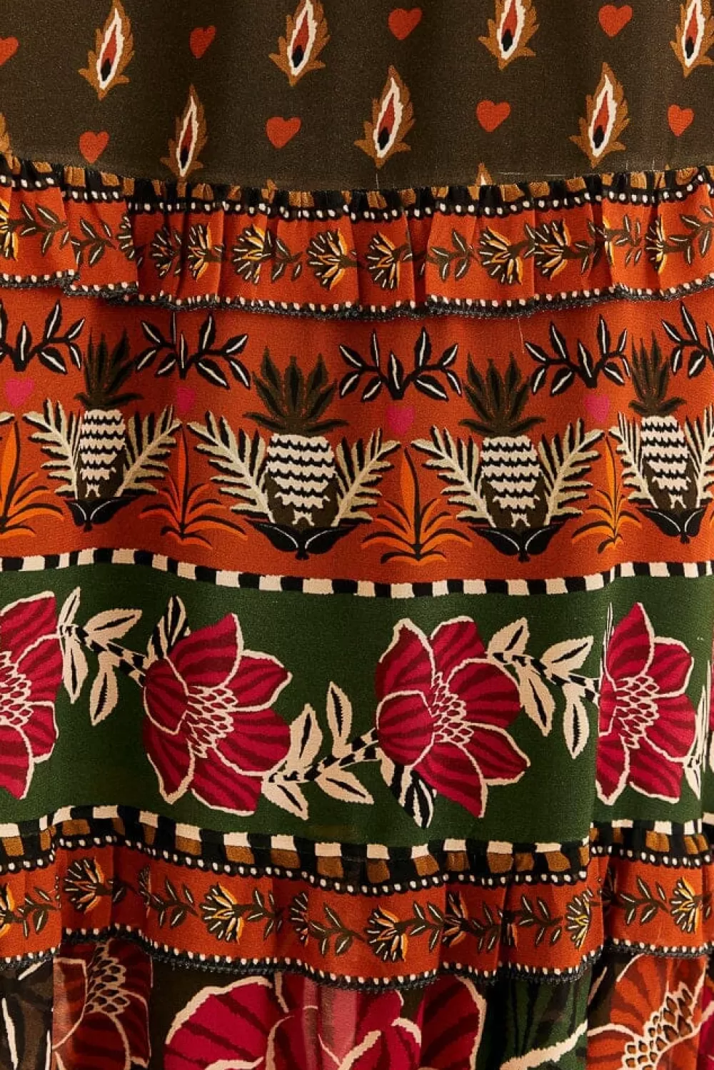 Multicolor Ainika Floral Garden Tiered Maxi Skirt | FARM Rio Discount