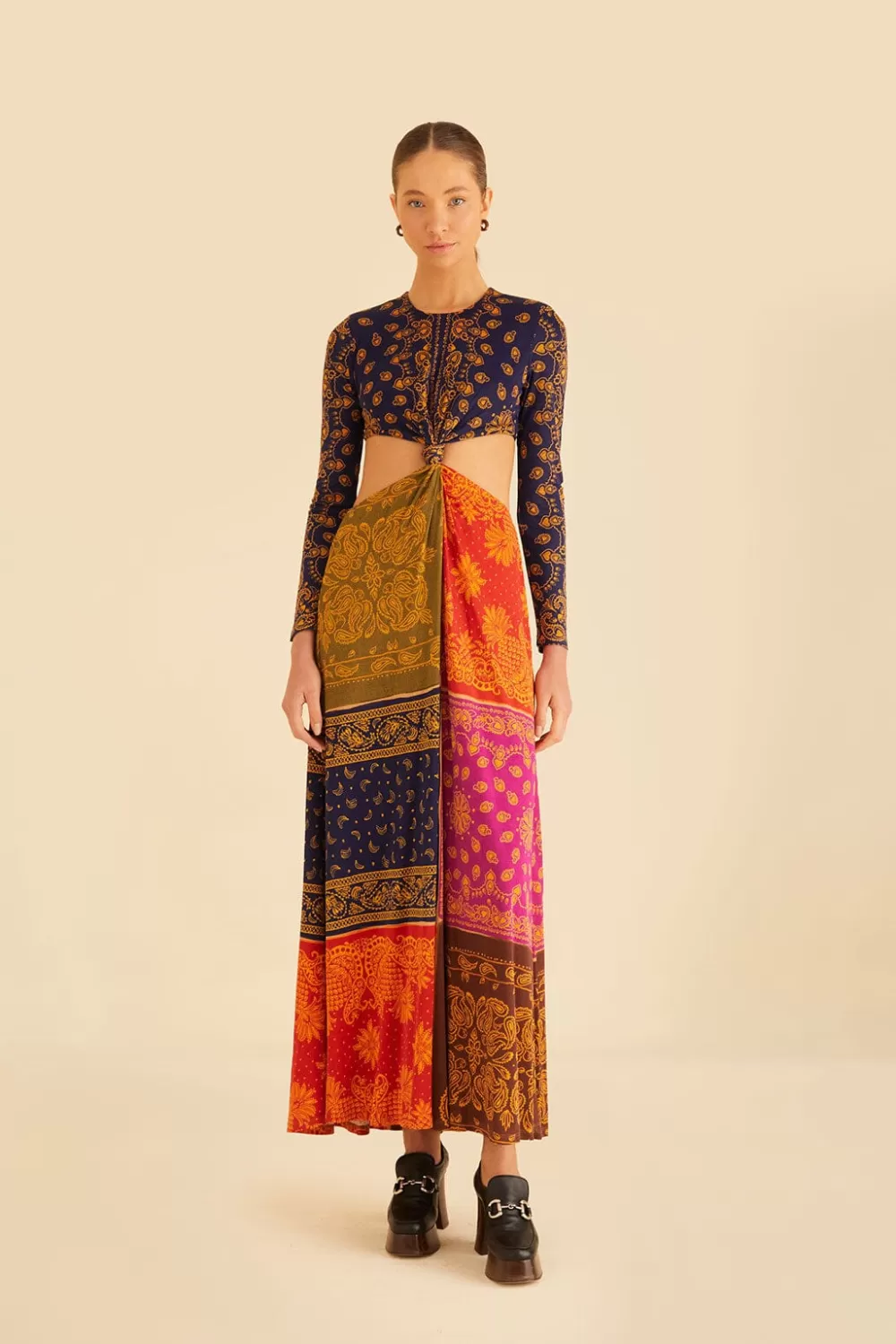 Multicolor Bandana Dream Cut Out Maxi Dress | FARM Rio Cheap