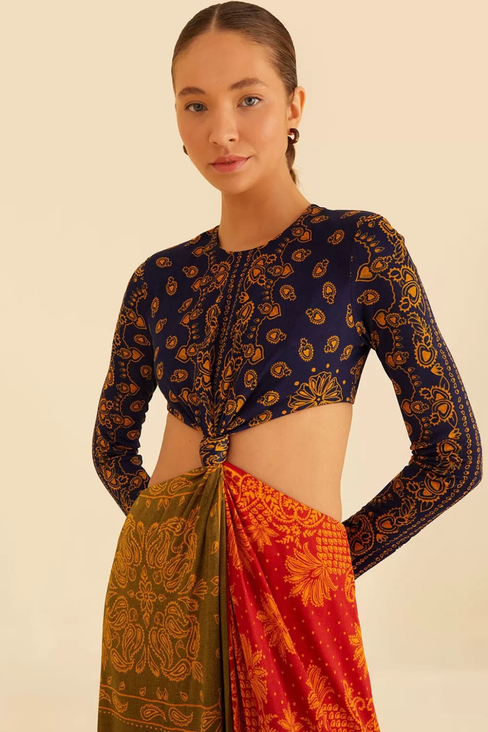 Multicolor Bandana Dream Cut Out Maxi Dress | FARM Rio Cheap