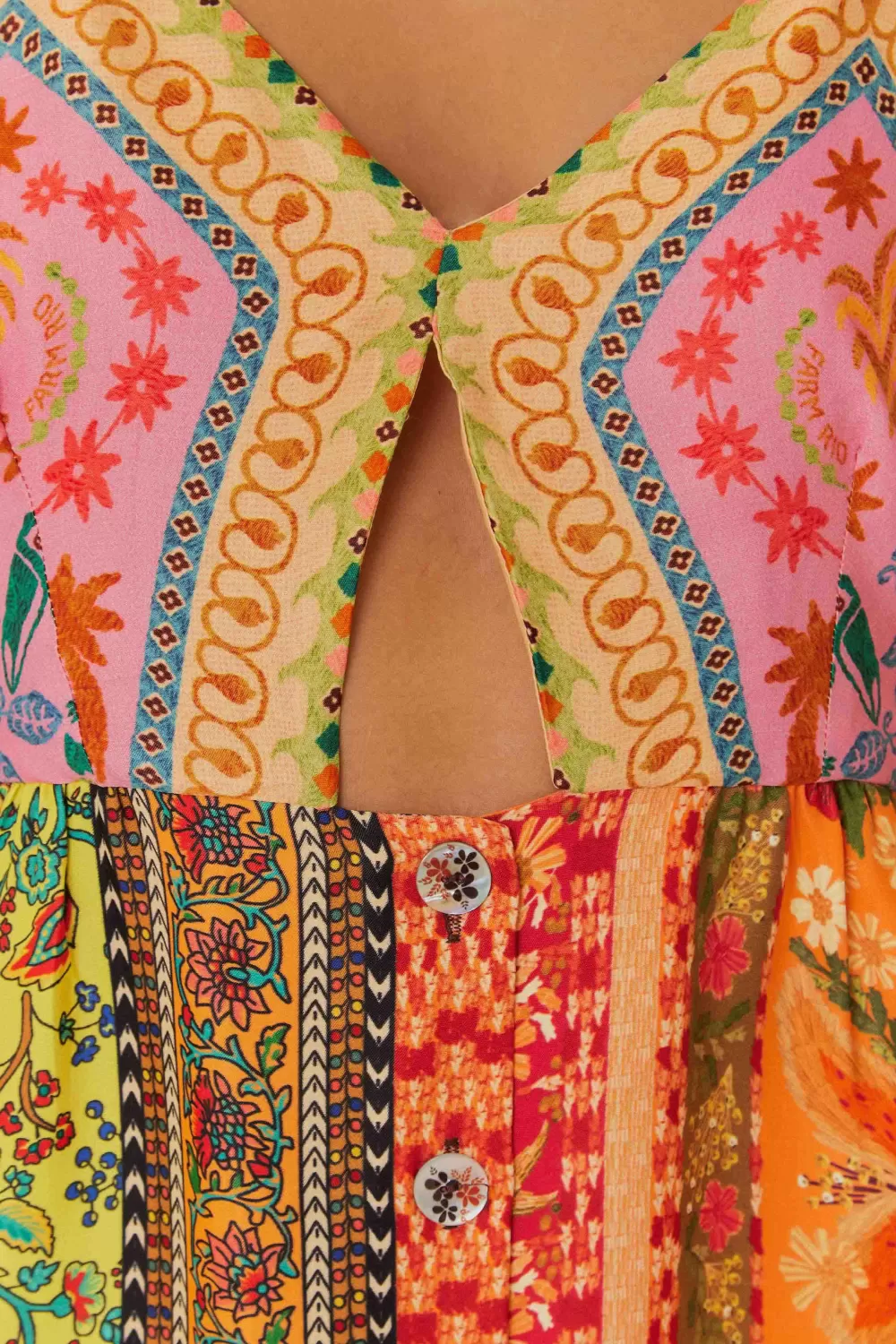 Multicolor Mixed Scarves Lenzing™ Ecovero™ Viscose Midi Dress | FARM Rio Clearance