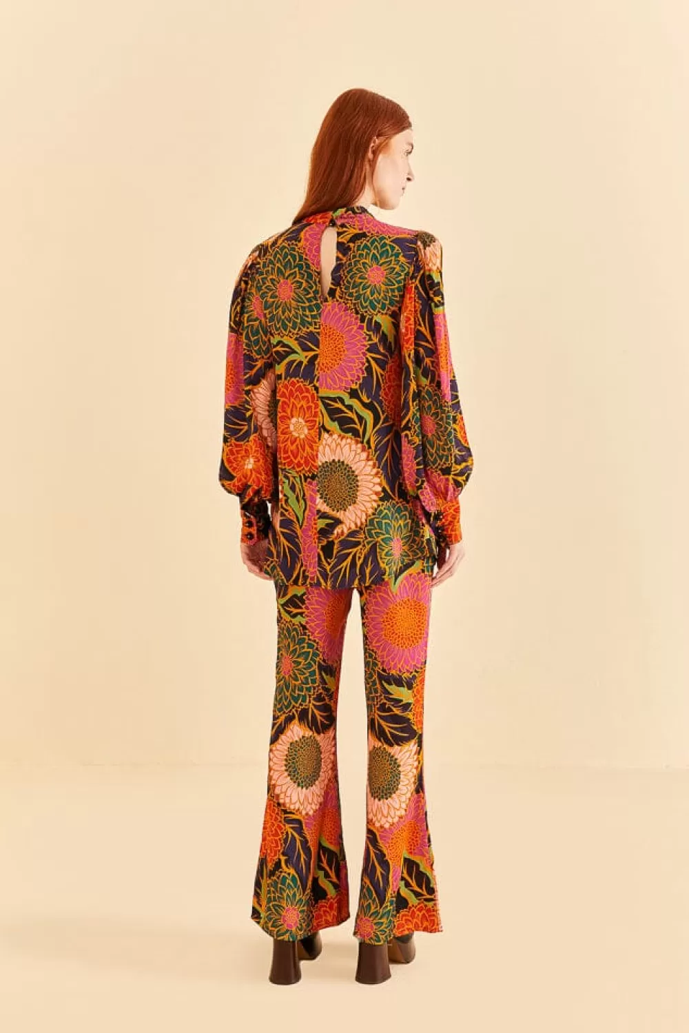 Multicolor Vintage Garden Satin Blouse | FARM Rio Fashion