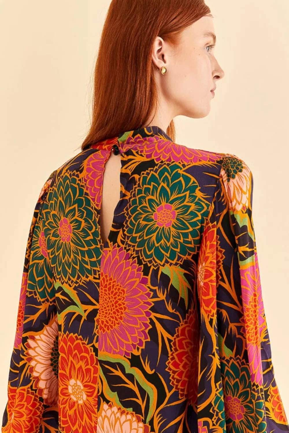 Multicolor Vintage Garden Satin Blouse | FARM Rio Fashion