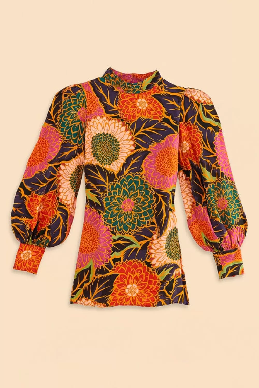 Multicolor Vintage Garden Satin Blouse | FARM Rio Fashion