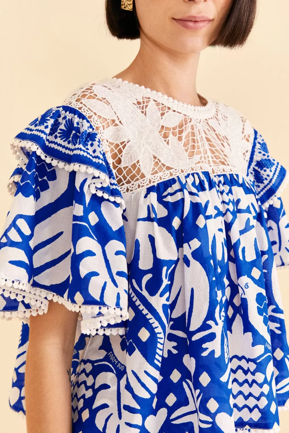 Navy Blue Jungle Scarf Blouse | FARM Rio Discount