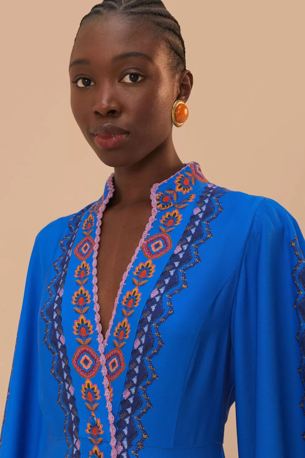 Navy Blue Lucy Floral Tapestry Maxi Dress | FARM Rio Fashion