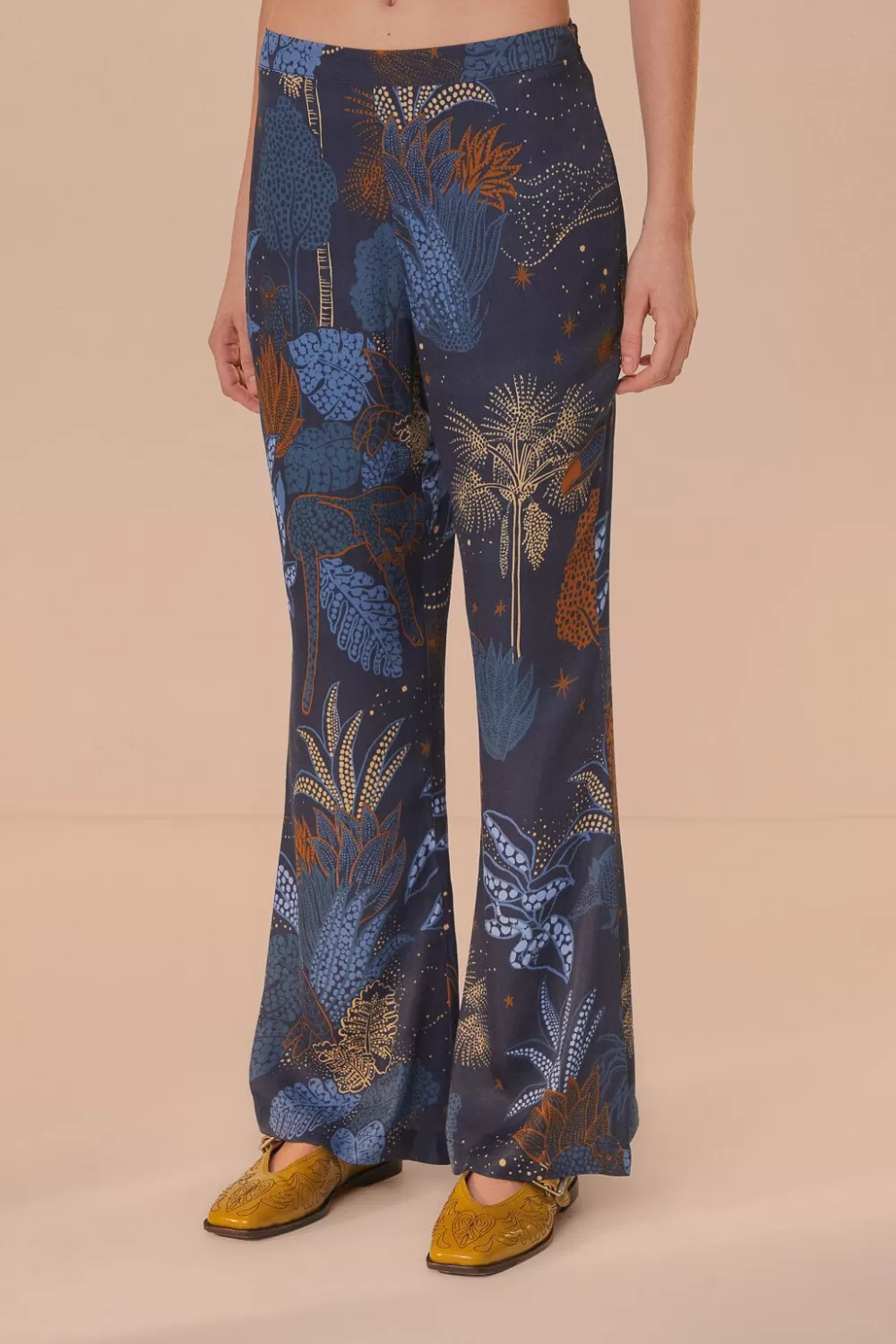 Navy Blue Night Jungle Flare Pants | FARM Rio Hot