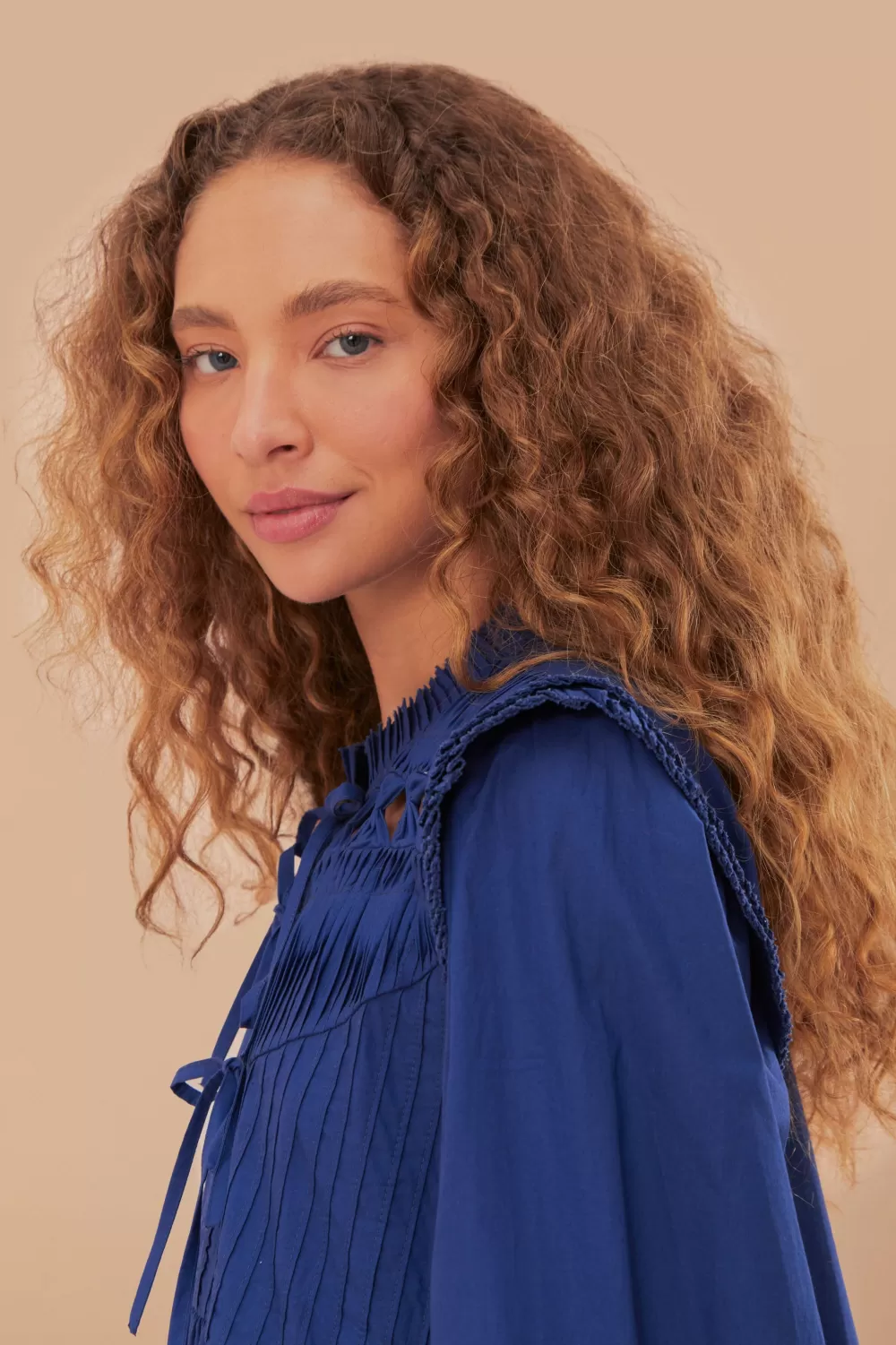Navy Blue Open Yoke Mini Dress | FARM Rio Discount