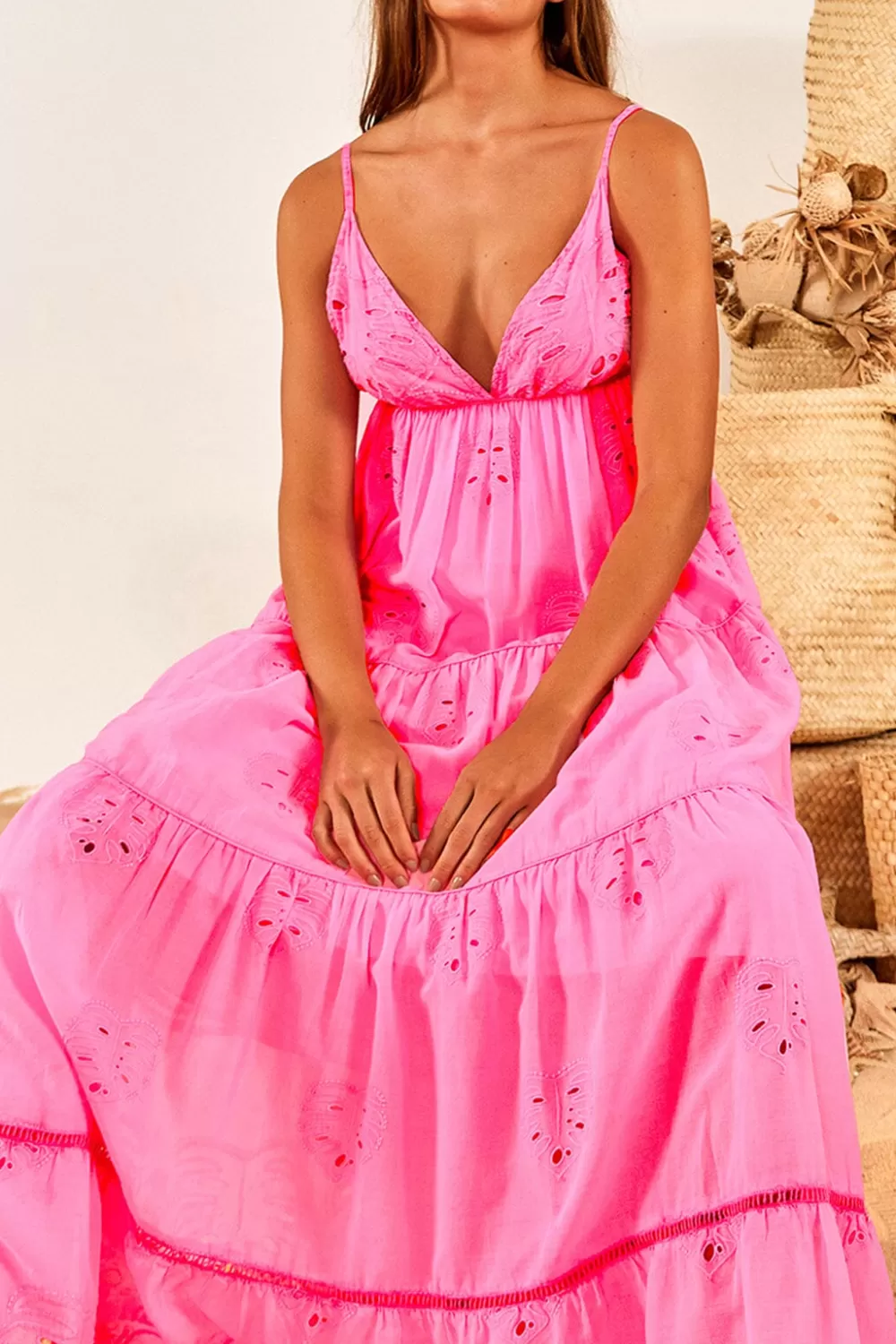 Neon Pink Maxi Dress | FARM Rio Outlet