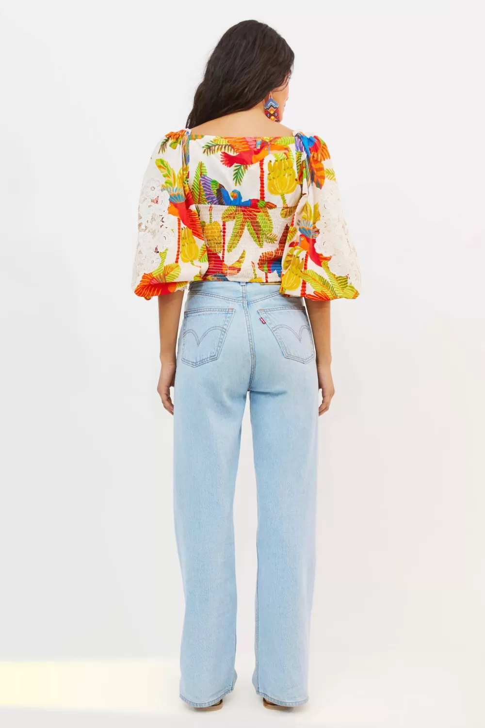 OFF WHITE BLOUSE | Forest Birds Print | FARM Rio Flash Sale
